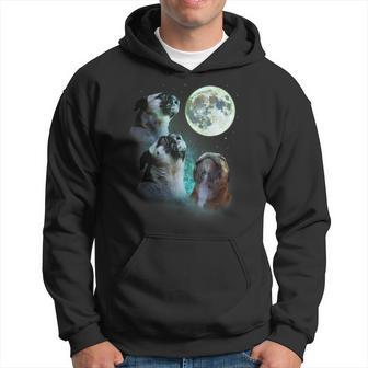 Three Pugs Howl At Moon 3 Wolfs Wolves Parody Hoodie - Monsterry AU