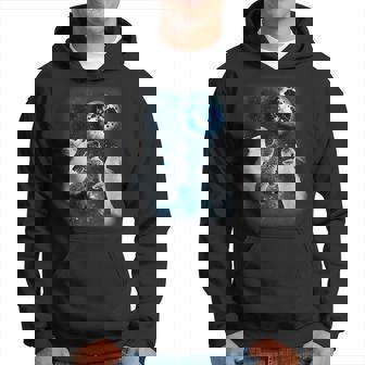 Three Rabbits Howling At The Moon Galaxy Parody Hoodie - Thegiftio UK
