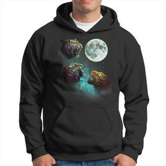 Three Tigers Howl At Moon 3 Wolfs Wolves Parody Hoodie - Monsterry