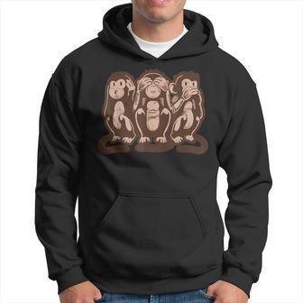 Three Wise Monkeys Speak Hear & See No Evil Hoodie - Thegiftio UK