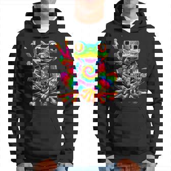 Tie-Dye Cool Frog Peace Sign Hippie Hoodie | Mazezy