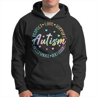Tie Dye Respect Love Support Acceptance Autism Awareness Hoodie | Mazezy