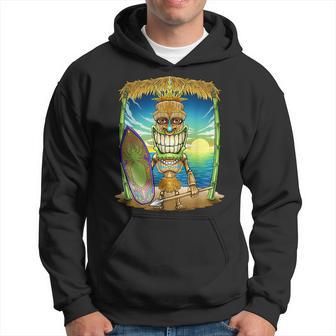 Tiki Head Surfer Surfboard Beach Hawaii Hut Tribal Vacation Hoodie - Monsterry CA