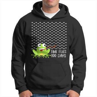 Time Flies 100 Days Frog Fly 100Th Day Of School Hoodie - Monsterry UK