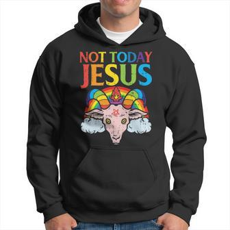 Today Not Jesus Satan Goat Satanic Rainbow Satanism Hoodie | Mazezy