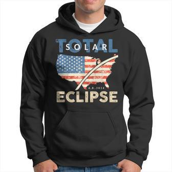 Total Solar Eclipse 04 08 2024 Path Of Totality Map Usa Flag Hoodie | Mazezy