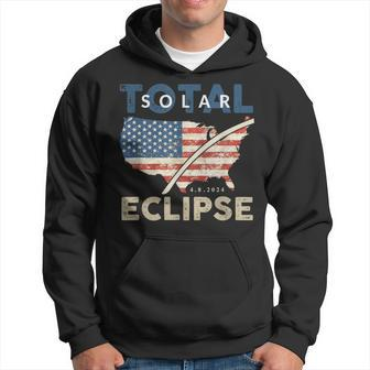 Total Solar Eclipse 0408 2024 Path Of Totality Map Usa Flag Hoodie - Monsterry CA