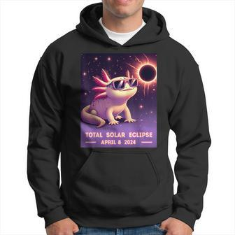 Total Solar Eclipse 2024 April 8 Axolotl In Glasses Hoodie | Mazezy