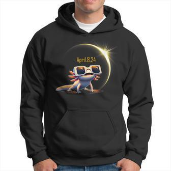 Total Solar Eclipse 2024 Axolotl In Astronomy Glasses Hoodie | Mazezy