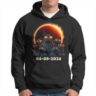 Total Solar Eclipse 2024 Group Of Cats Wearing Sunglasses Hoodie - Monsterry DE
