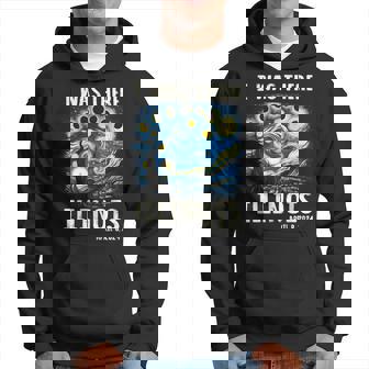 Total Solar Eclipse 2024 Illinois Starry Night Painting Hoodie - Thegiftio