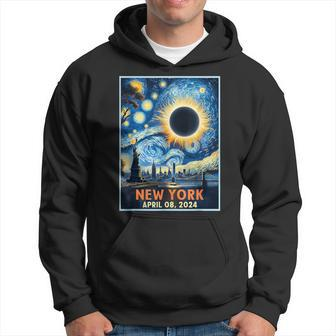 Total Solar Eclipse 2024 New York Starry Night Painting Hoodie - Seseable