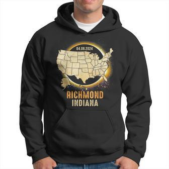 Total Solar Eclipse 2024 Richmond Indiana Usa Map Colorful Hoodie - Monsterry AU