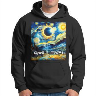 Total Solar Eclipse 2024 Starry Night Painting Van Gogh Hoodie | Mazezy