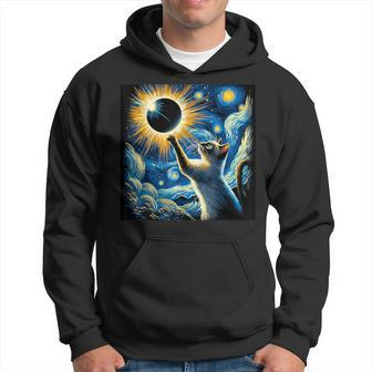 Total Solar Eclipse 2024 Van Gogh Starry Night Siamese Cat Hoodie - Seseable