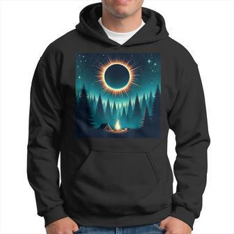 Total Solar Eclipse Apirl 08 2024 With Camping Graphic Hoodie - Monsterry CA