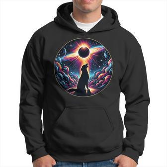 Total Solar Eclipse Apirl 08 2024 With Cat Graphic Hoodie - Thegiftio UK
