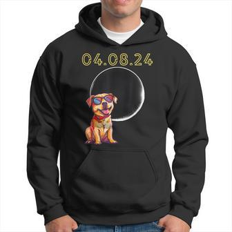 Total Solar Eclipse April 8 2024 Puppy Dog Wearing Shades Hoodie - Seseable