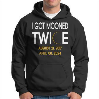 Total Solar Eclipse I Got Mooned Twice 2024 Astronomy Lover Hoodie - Thegiftio UK