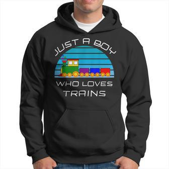Train Lovers For Boys & Toddlers Just A Boy Who Loves Trains Hoodie - Thegiftio UK