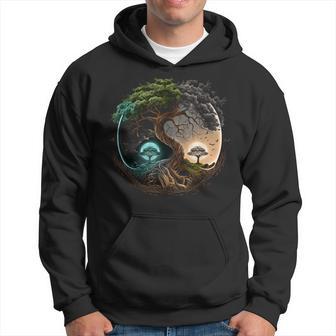Tree Life Yin Yang Moon Sun Day And Night Bonsai Japanese Hoodie - Thegiftio UK