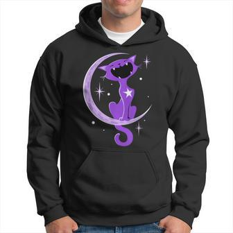 Trendy Purple Cat Crescent Moon Howl Hoodie - Monsterry UK