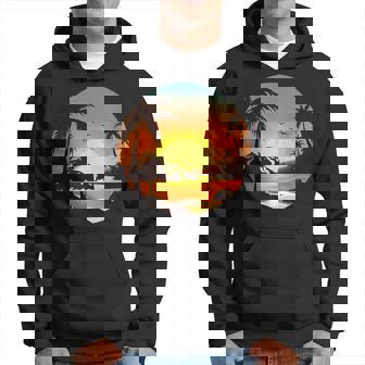 Tropical Sunset Mountains Beach Vacation Palm Trees Forest Hoodie - Monsterry