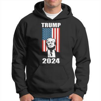 Trump 2024 Reelect President Donald Trump American Flag Maga Hoodie - Monsterry