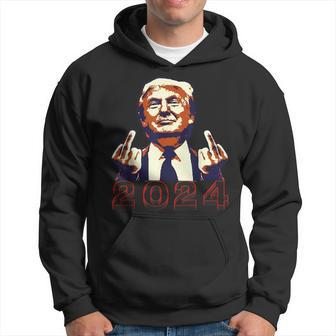 Trump Giving Finger 2024 Flipping Off Hoodie | Mazezy