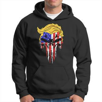 Trump Skull Usa Flag Hair President Hoodie - Monsterry CA
