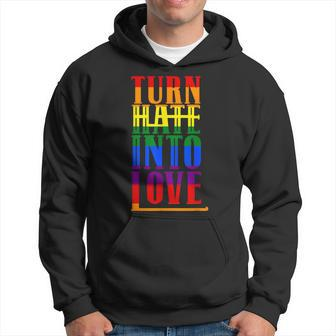 Turn Hate Into Love Lgbt Flag Pride Month Transgender Hoodie - Thegiftio UK