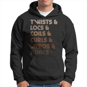Twists Locs Coils Curls Afros Kinks Natural Hair Descriptive Hoodie - Monsterry