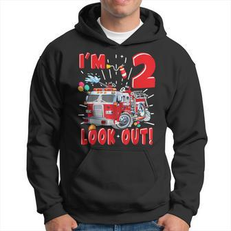 Two 2Nd Birthday Fire Truck Boy 2 Year Old Firefighter Hoodie - Seseable