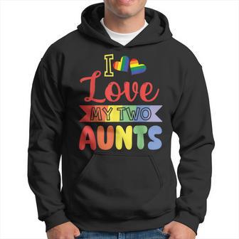 Two Big Lgbt Hearts I Love My Two Aunts Support Love Proud Hoodie - Thegiftio UK
