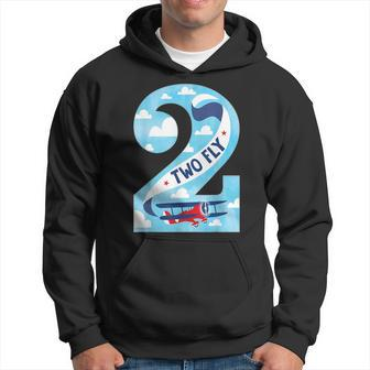 Two Fly 2 Years Old Birthday 2Nd Bday Birthday Boy Airplane Hoodie - Seseable