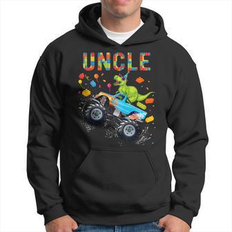 Uncle Building Blocks Monster Truck Dinosaur Birthday Hoodie - Thegiftio UK