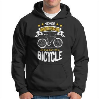 Never Underestimate An Old Guy On Bicycle Bike Cycling Retro Hoodie | Mazezy