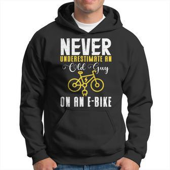 Never Underestimate An Old Guy On A Bicycle E-Bike Quote Hoodie - Seseable