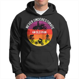 Never Underestimate An Old Man On A Bicycle Dirt Bike Hoodie - Thegiftio UK