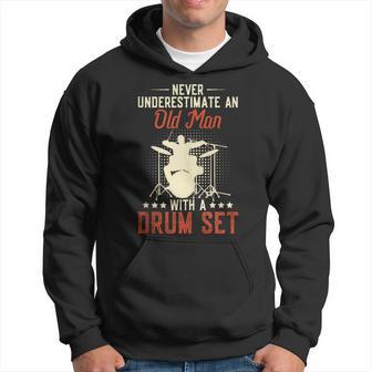 Never Underestimate An Old Man With A Drum Set Retro Vintage Hoodie - Monsterry DE