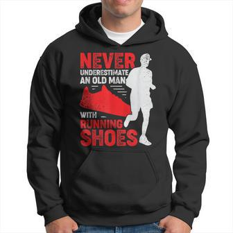 Never Underestimate An Old Man With Running Shoes Hoodie | Mazezy
