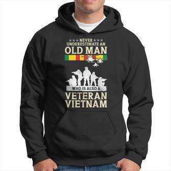 Never Underestimate An Old Man Vietnam Veteran Flag Retired Hoodie - Seseable