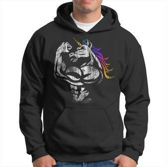 Unicorn With Muscle Birthday Fathers Day Gym Hoodie - Monsterry AU