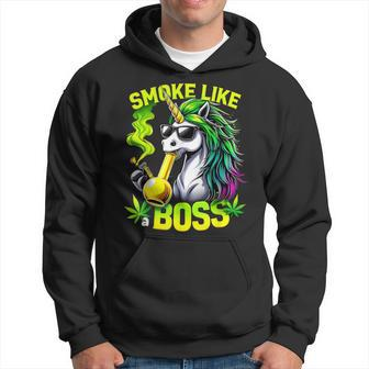 Unicorn Smoke Like A Boss Weed Pot Leaf Marijuana Bong Hoodie - Thegiftio UK