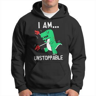 I Am Unstoppable T-Rex Dinosaur Claw Grabber Xmas Hoodie - Monsterry