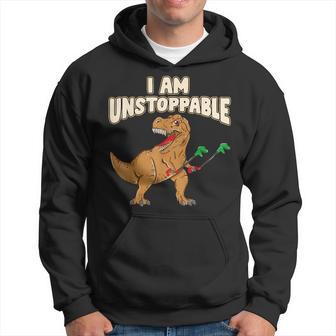 I Am Unstoppable Trex Short Dinosaur Arms Joke Hoodie - Monsterry