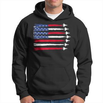 Usa Flag Fighter Jets Patriotic Red Blue White 4Th Of July Hoodie - Thegiftio UK