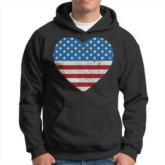 Usa Flag Heart 4Th July Red White Blue Stars Stripes Hoodie - Monsterry
