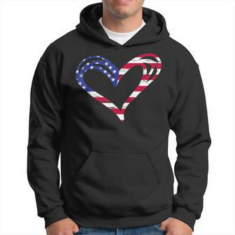 Usa Flag Heart Patriotic Armed Forces Memorial Day Clothes Hoodie - Seseable