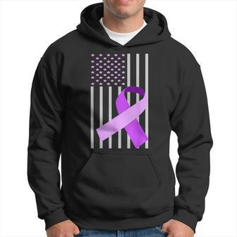 Usa Flag Purple Ribbon Alzheimer Awareness Family Hoodie - Monsterry